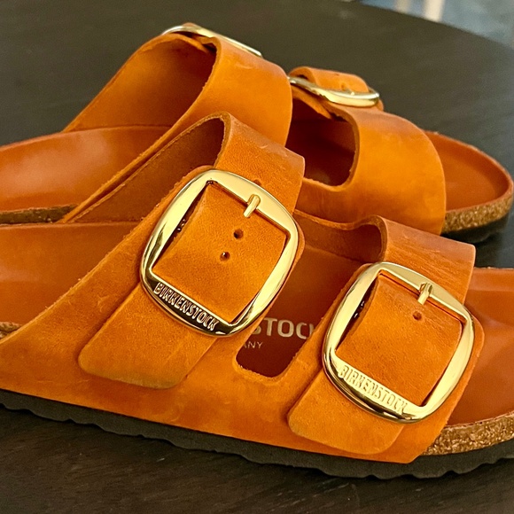 Orange Big Buckle Birkenstock Arizona Size 37 - NEW w/Box - Picture 1 of 6